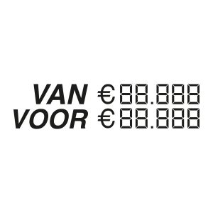 Auto verkoop sticker | Van-Voor met prijs | Zwart