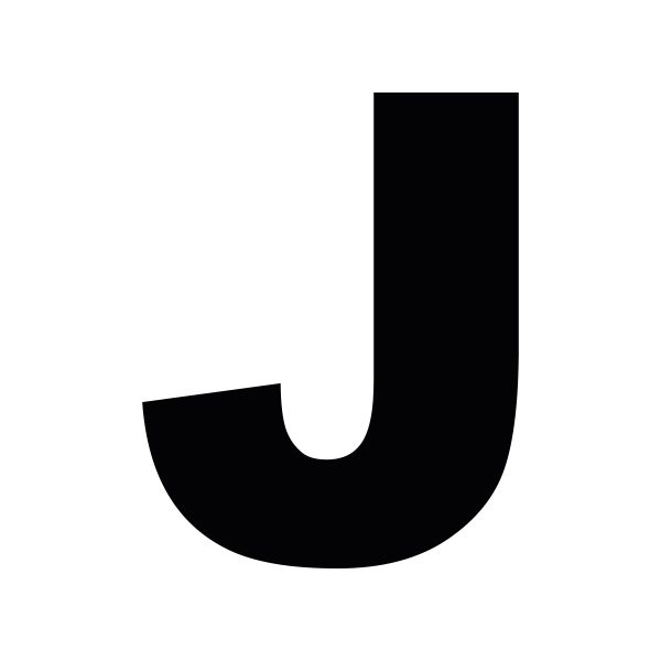 Plakletter | J - Arial Black | Zwart