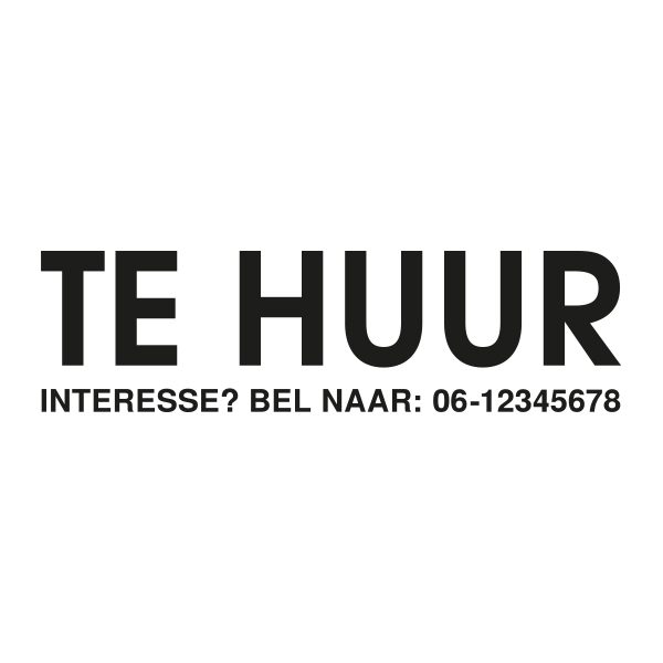 Bedrijfssticker | Te huur | Zwart