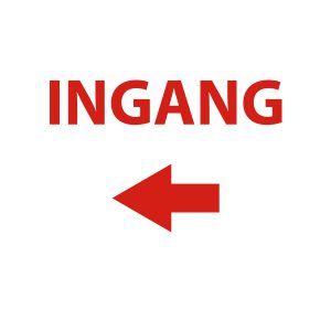 Bedrijfssticker | Ingang Links Geen Kader | Rood