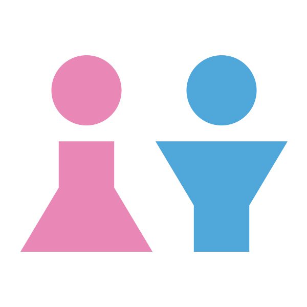 Wc-sticker | Vrouw Man Simpel | Licht Roze Licht Blauw